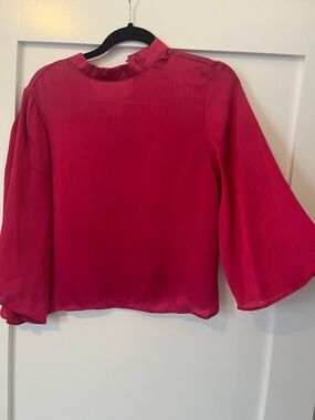 Zara Hot Pink Bell-Sleeve Blouse